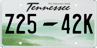 TN license plate Z2542K