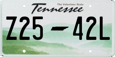 TN license plate Z2542L