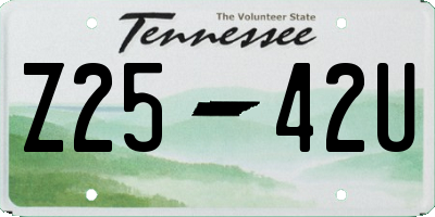 TN license plate Z2542U