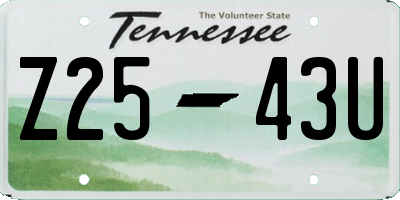 TN license plate Z2543U