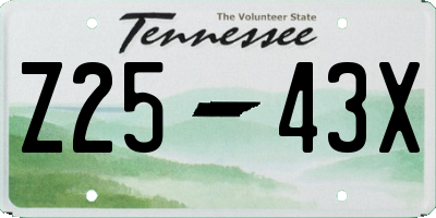 TN license plate Z2543X