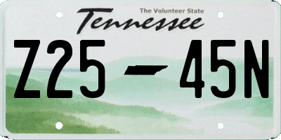 TN license plate Z2545N