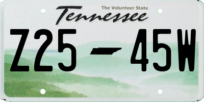 TN license plate Z2545W