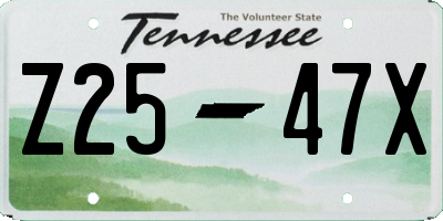 TN license plate Z2547X