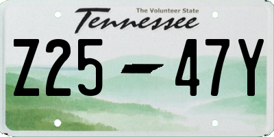 TN license plate Z2547Y