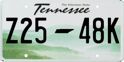 TN license plate Z2548K