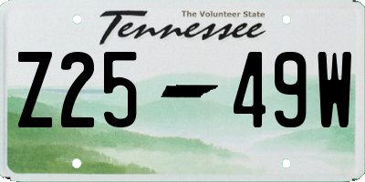 TN license plate Z2549W