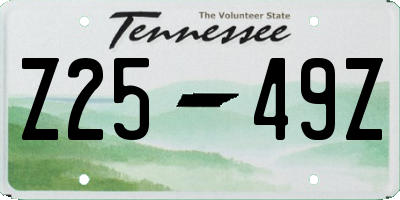 TN license plate Z2549Z