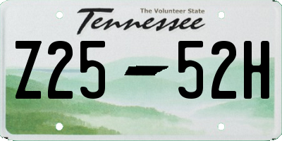 TN license plate Z2552H