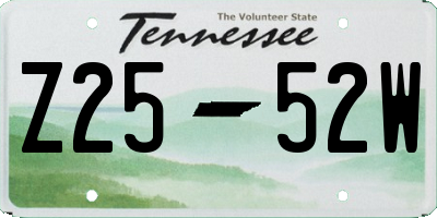 TN license plate Z2552W