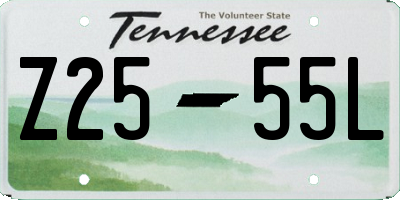 TN license plate Z2555L