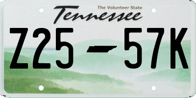 TN license plate Z2557K