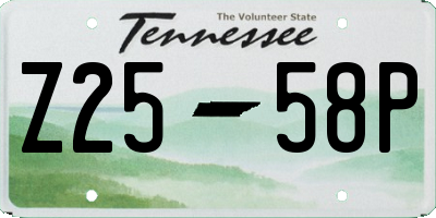 TN license plate Z2558P