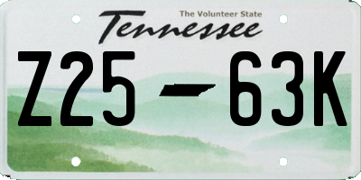 TN license plate Z2563K