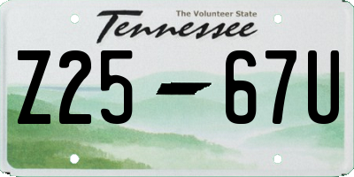 TN license plate Z2567U