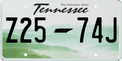 TN license plate Z2574J