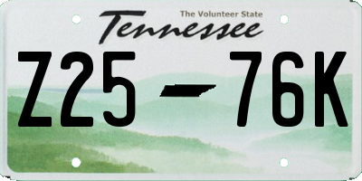 TN license plate Z2576K