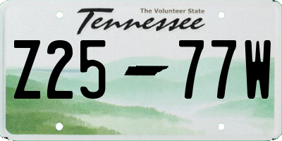 TN license plate Z2577W