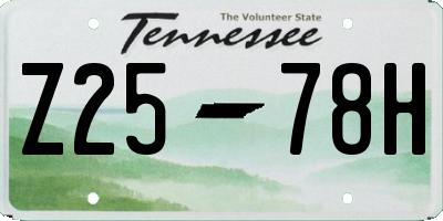 TN license plate Z2578H