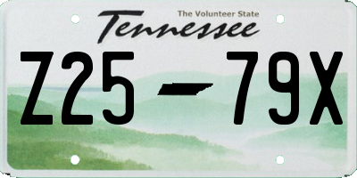 TN license plate Z2579X