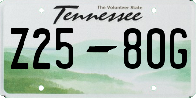 TN license plate Z2580G