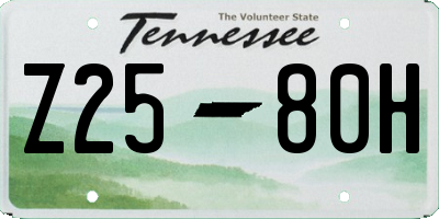 TN license plate Z2580H