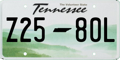 TN license plate Z2580L