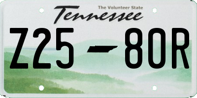 TN license plate Z2580R