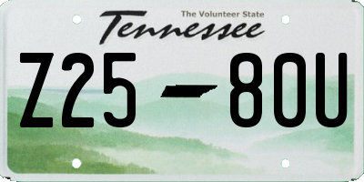 TN license plate Z2580U