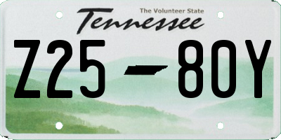 TN license plate Z2580Y