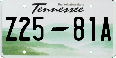 TN license plate Z2581A