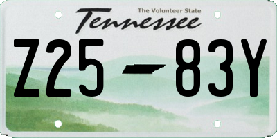 TN license plate Z2583Y