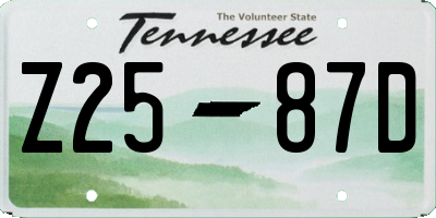 TN license plate Z2587D