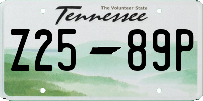 TN license plate Z2589P