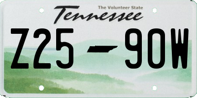 TN license plate Z2590W