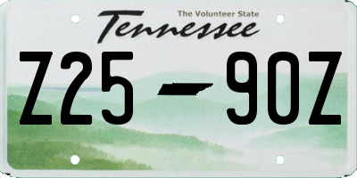 TN license plate Z2590Z