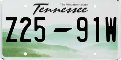 TN license plate Z2591W