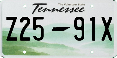 TN license plate Z2591X