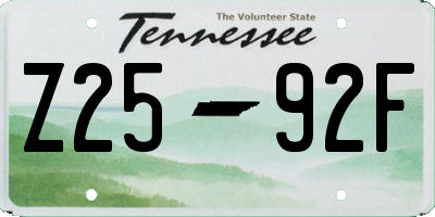TN license plate Z2592F