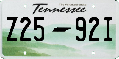 TN license plate Z2592I