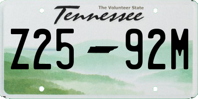 TN license plate Z2592M