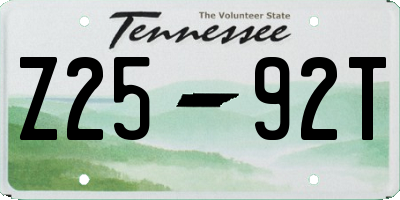 TN license plate Z2592T