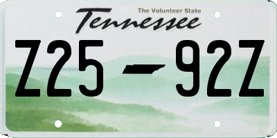 TN license plate Z2592Z