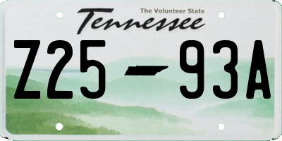 TN license plate Z2593A