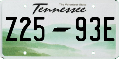 TN license plate Z2593E