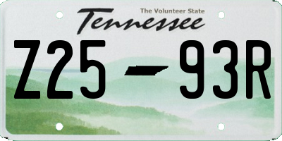TN license plate Z2593R