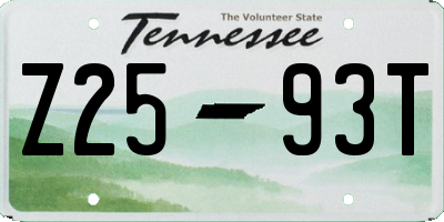TN license plate Z2593T