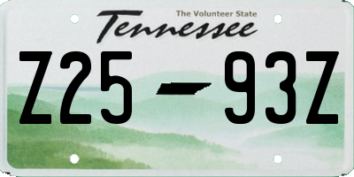 TN license plate Z2593Z
