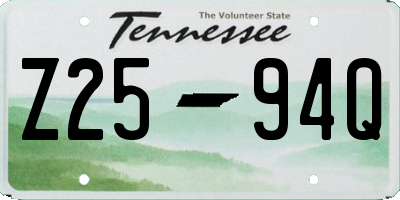 TN license plate Z2594Q