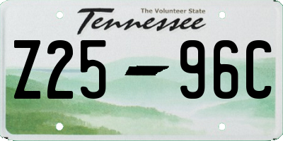 TN license plate Z2596C
